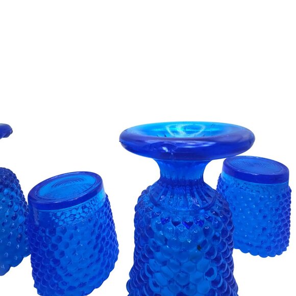 Hobnail Cobalt Blue Glass Votive Candle Holders Mixed Set Of 5 - Picture 6 of 15